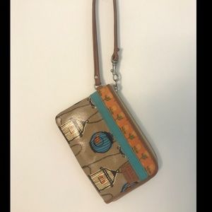 Fossil leather mini wristlet